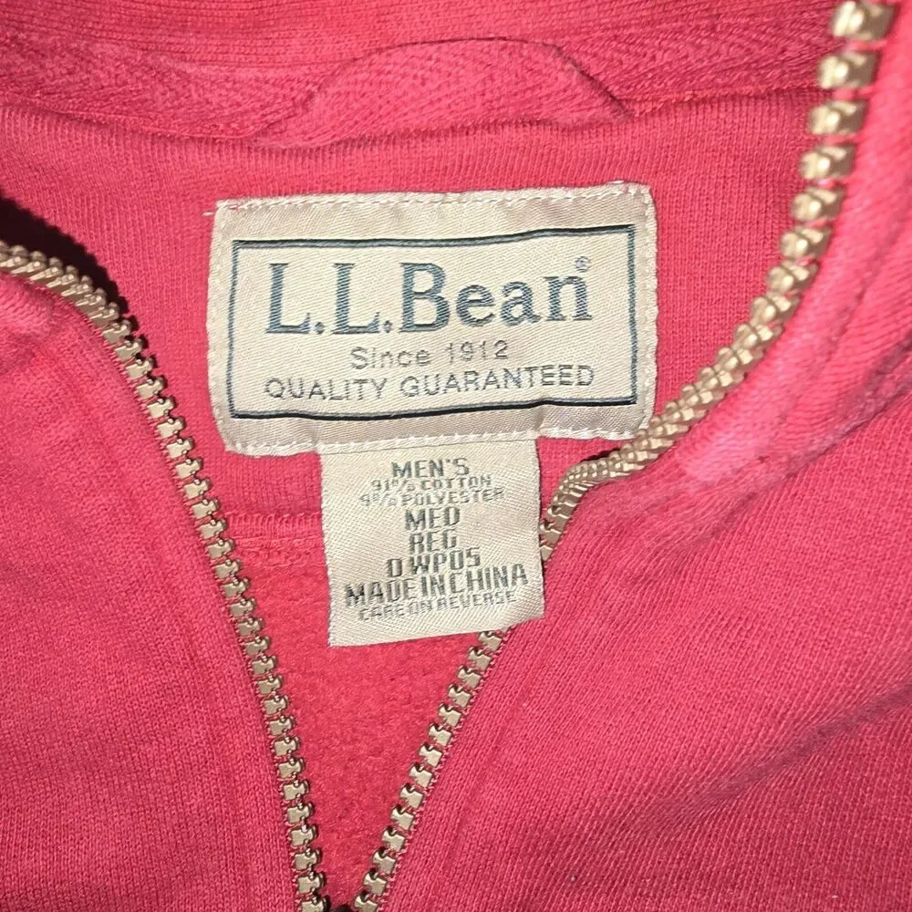 LL Bean Sweatshirt Mens Medium Gray Full Zip Long Sleeve Style 0 WP05